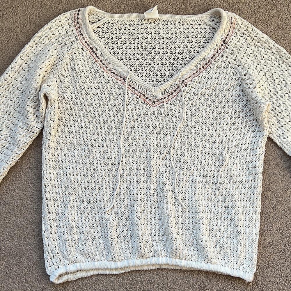Tokyo Darling White Knit V-Neck Sweater